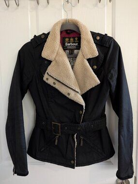 Barbour Matlock international wax cotton biker Jacket black Size 4